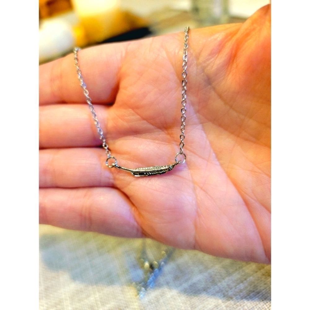 Feather Pendant Plume TuVous Silver Necklace NWT